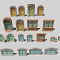 Diverse Bay Window Designs Featuring Arched Frames Glass Panes And Styles 3d model