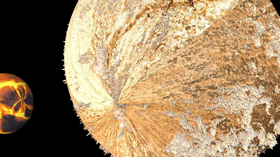 Spherical Art Installation With Gold And Silver Textures And Layered Surface On Black Background 3d model 