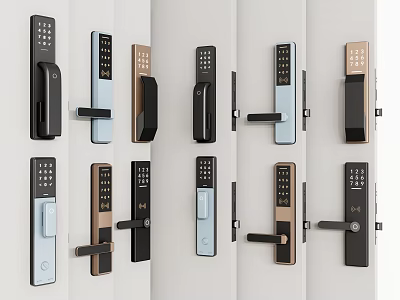 Modern Digital Door Handles With Keypads In Multiple Colors And Stylish Designs 3d model