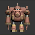 Pink Sci Fi Robot Character With Antennas Round Eyes And Mechanical Armor 3d model