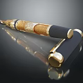Elegant Gold And Black Pen With Decorative Design And Shiny Metallic Finish