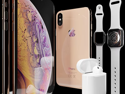 Latest Apple iPhone Apple Watch And AirPods Smart Digital Tech Devices 3d model