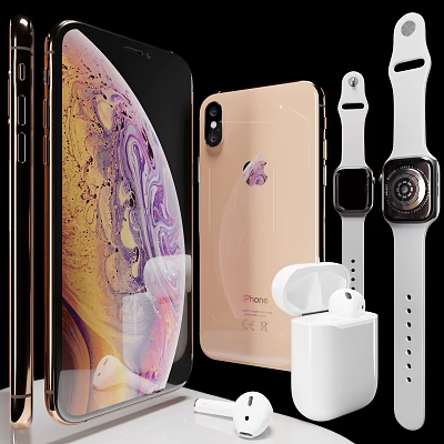Latest Apple iPhone Apple Watch And AirPods Smart Digital Tech Devices 3d model
