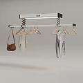 Modern Hanging Clothes Rack System with Wooden Hangers and Hanging Garments and Bag