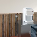 Bubble Tea Shop Interior Featuring White Ice Machine Stainless Steel Countertop And Wooden Wall Panels