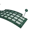Green Grid Pattern Curved Awning with Metal Frame Support Poles and Balls 3d model