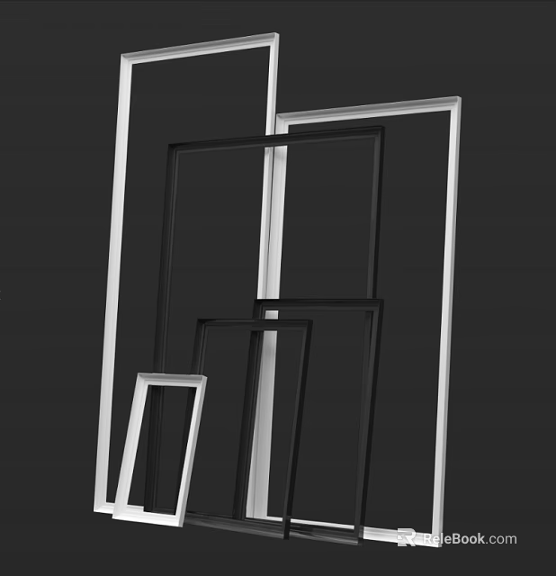 Modern Elevator Interior With Sleek Metal Frame And Black Background 3d model 