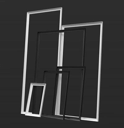 Modern Elevator Interior With Sleek Metal Frame And Black Background 3d model