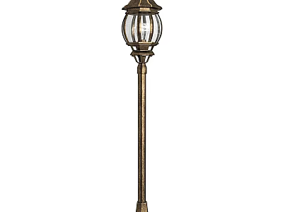 Traditional Outdoor Lamp With Metal Pole And Glass Shade For Garden Decoration 3d model