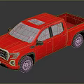 Red Modern Pickup Truck With Double Cab Sleek Exterior And Alloy Wheels