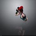 Cartoon Character With Red Black Hat Green Gloves Purple Vest Green Top Glasses And Tattoo