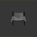 Single Bed With Black Frame And Gray Plaid Bedspread And Pillow 3d model