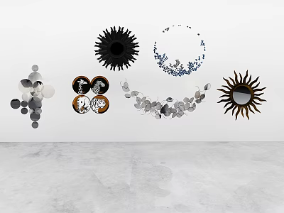 Various Modern Wall Decor Designs With Sun Shaped And Circular Patterns 3d model