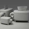 Stylish Modern Household Items With White Tissue Boxes And Clear Cotton Swab Holder