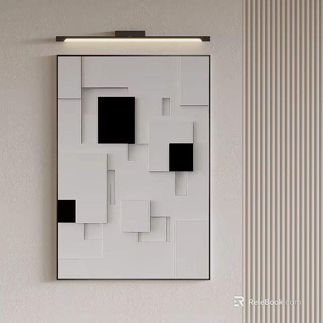 Modern Abstract Wall Art With Black White Geometric Shapes Design 3d model