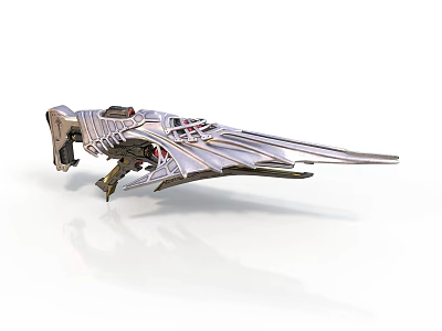 Futuristic Metallic Mechanical Wing Shaped Weapon With Detailed Structure 3D Render 3d model