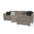 Stylish Gray Fabric Sectional Sofa With Decorative Pillows And Cozy Blanket 3d model