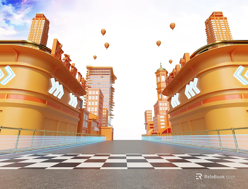 Modern Open Kitchen Interior Design With Island Counter And Cabinets 3d model