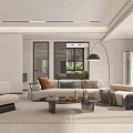 Modern Living and Dining Room Interior With Sofa Coffee Table And Pendant Light Decor
