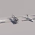 Multiple Aircraft Including Passenger Plane Parked Side By Side With Helicopter And Small Jets 3d model