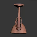 Handcrafted Wooden Stool With Geometric Cutout Design Curved Seat And Sturdy Base