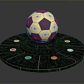 Golden Black Football Shaped Display Equipment With Black Circular Base And White Lights