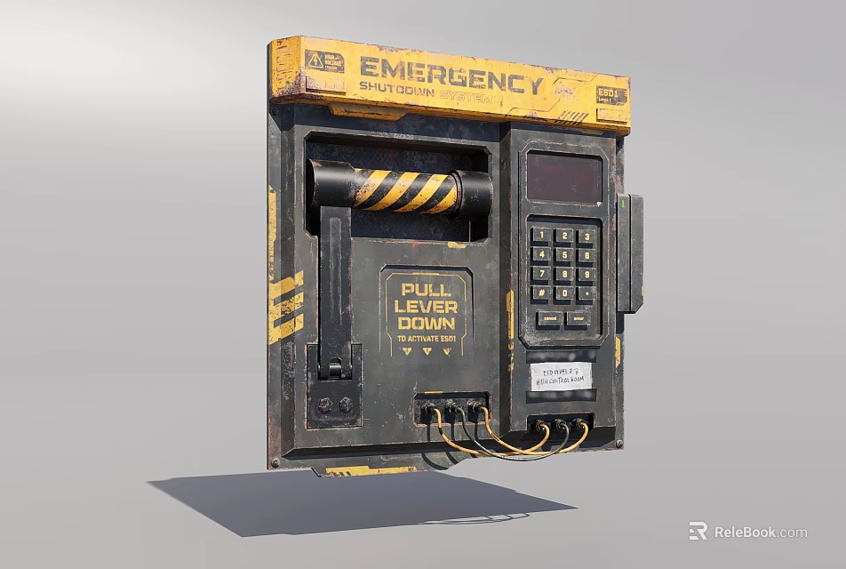 Emergency Household Electrical Appliance With Pulled Down Cable And Numeric Keypad 3d model 