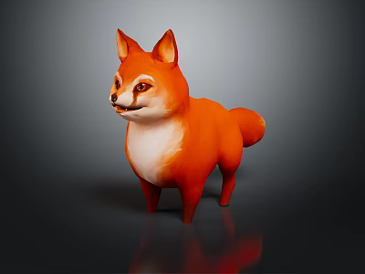 3D Rendered Orange Fox With White Chest On Simple Gray Background 3d model