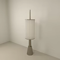 Modern Floor Lamp With White Ribbed Shade Metallic Stand And Conical Base 3d model