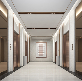 modern elevator hall 3d model