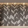 Modern Geometric Patterned Wall Interior With Gray White Textured Chevron Design 3d model