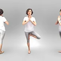 Woman Practicing Yoga Tree Pose Balancing On Single Leg With Joined Hands