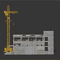 Under Construction Multi Storey Building With Yellow Crane And Structural Framework