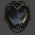 Black Helmet With Gold Accents And Blue Lens Goggles For Futuristic Look