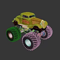 Rough Off Road Terrain For Yellow Bigfoot Monster Truck With Large Tires