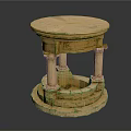 Ancient Classical Circular Stone Pedestal With Decorative Columns And Ornate Base Design 3d model