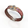 Woven Leather Bracelet With Colorful Beads And Metal Clasp Design