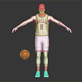 A Man in White Bulls Jersey Number 8 with Basketball White Leggings and Red Sneakers