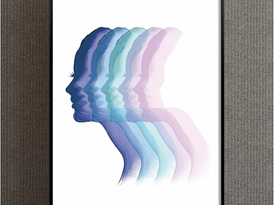 Abstract Painting Featuring Overlapping Female Profiles With Soft Gradient Hues And Modern Art Style 3d model