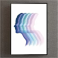 Abstract Painting Featuring Overlapping Female Profiles With Soft Gradient Hues And Modern Art Style