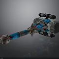 Mechanical Heavy Weapon With Blue Gray Body And Red Mechanical Components