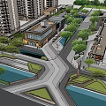 Modern Urban Building Complex With Tall Residential Towers And Green Landscaped Paths