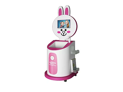Kids Bathroom Cabinet With Rabbit Ears Pink And White Design Photo Display Screen 3d model