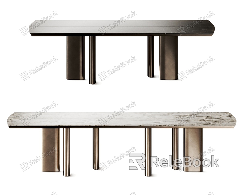 Poliform Adrien Marble Dining Table x Metal Dining Table Strip Dining Table model