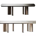 Poliform Adrien Marble Dining Table x Metal Dining Table Strip Dining Table 3d model