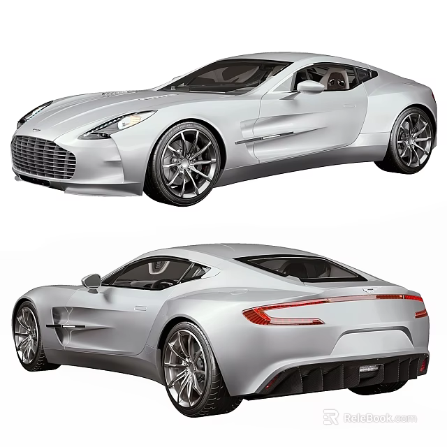 Silver Sleek Sports Car With Modern Aerodynamic Body And Alloy Wheels Design 3d model 