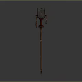 Traditional Stone Hammer With Wooden Handle And Red Decorative Straps
