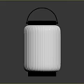 Modern White Ribbed Decorative Lantern With Black Handle And Base Design 3d model
