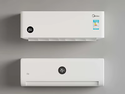 Midea White Wall Mounted Air Conditioners With Temperature Display And Energy Label 3d model