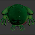 Cartoon Green Frog Character With Blue Eyes And Red Tongue Playful Toy Figure